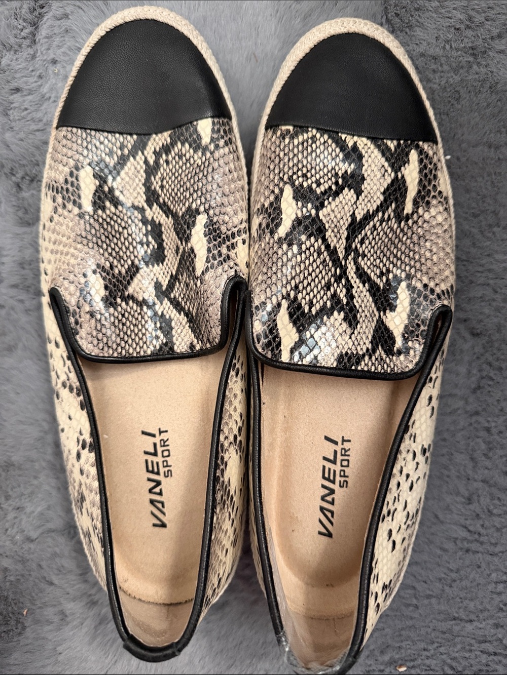 Women's Snake-Print Slip-On Espadrille - Black and Beige